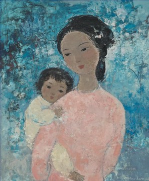 VCD アジア人の母と子 Oil Paintings